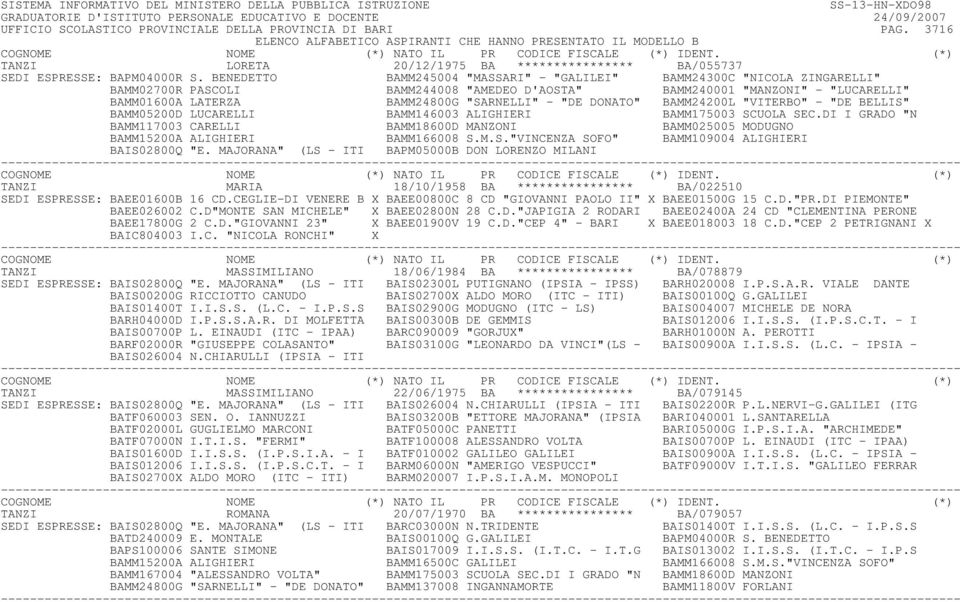"DE DONATO" BAMM24200L "VITERBO" - "DE BELLIS" BAMM05200D LUCARELLI BAMM146003 ALIGHIERI BAMM175003 SCUOLA SEC.