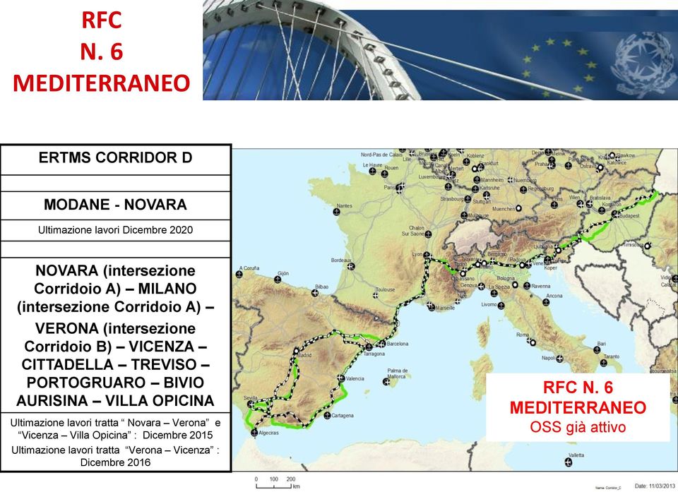 MILANO (intersezione Corridoio A) VERONA (intersezione Corridoio B) VICENZA CITTADELLA TREVISO PORTOGRUARO BIVIO