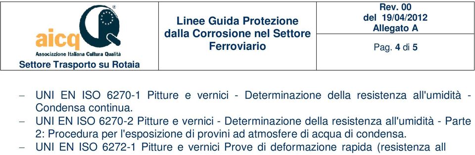 UNI EN ISO 6272-1 Pitture e vernici Prove di deformazione rapida (resistenza all urto) Parte 1: Prova della caduta di un peso interessante un area vasta.