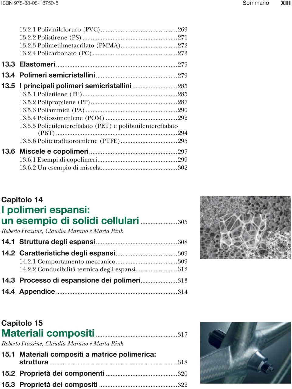 ..292 13.5.5 Polietilentereftalato (PET) e polibutilentereftalato (PBT)...294 13.5.6 Politetrafluoroetilene (PTFE)...295 13.6 Miscele e copolimeri...297 13.6.1 Esempi di copolimeri...299 13.6.2 Un esempio di miscela.