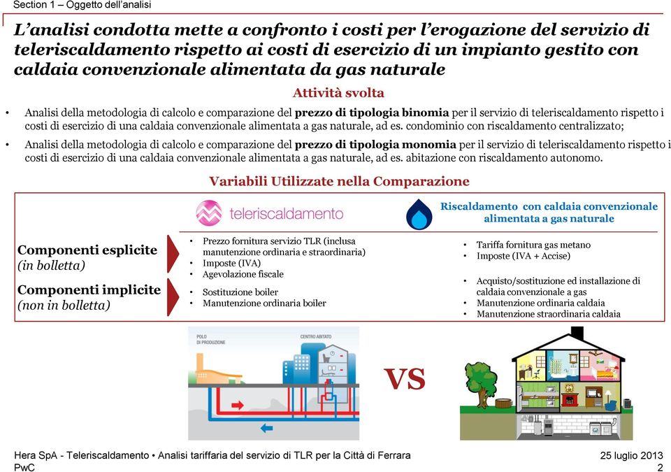 esercizio di una caldaia convenzionale alimentata a gas naturale, ad es.