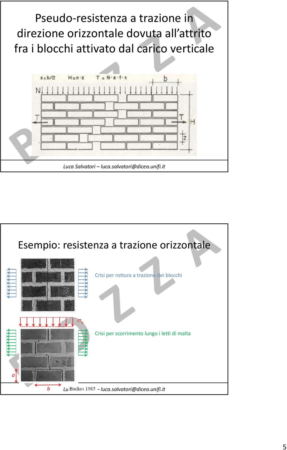 Esempio: resistenza a trazione orizzontale Crisi per rottura a