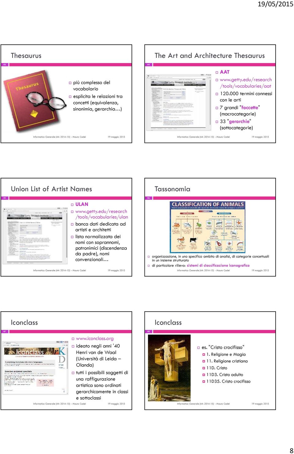 edu/research /tools/vocabularies/ulan banca dati dedicata ad artisti e architetti lista normalizzata dei nomi con soprannomi, patronimici (discendenza da padre), nomi convenzionali 46 organizzazione,