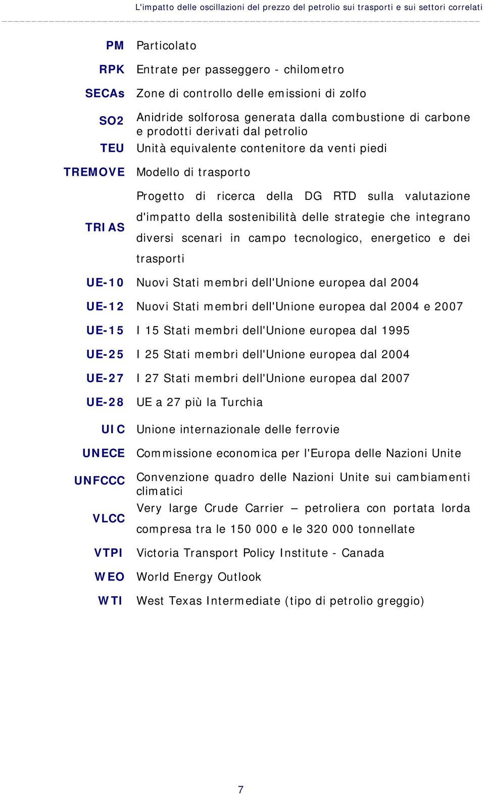 RTD sulla valutazione TRIAS d'impatto della sostenibilità delle strategie che integrano diversi scenari in campo tecnologico, energetico e dei trasporti UE-10 Nuovi Stati membri dell'unione europea