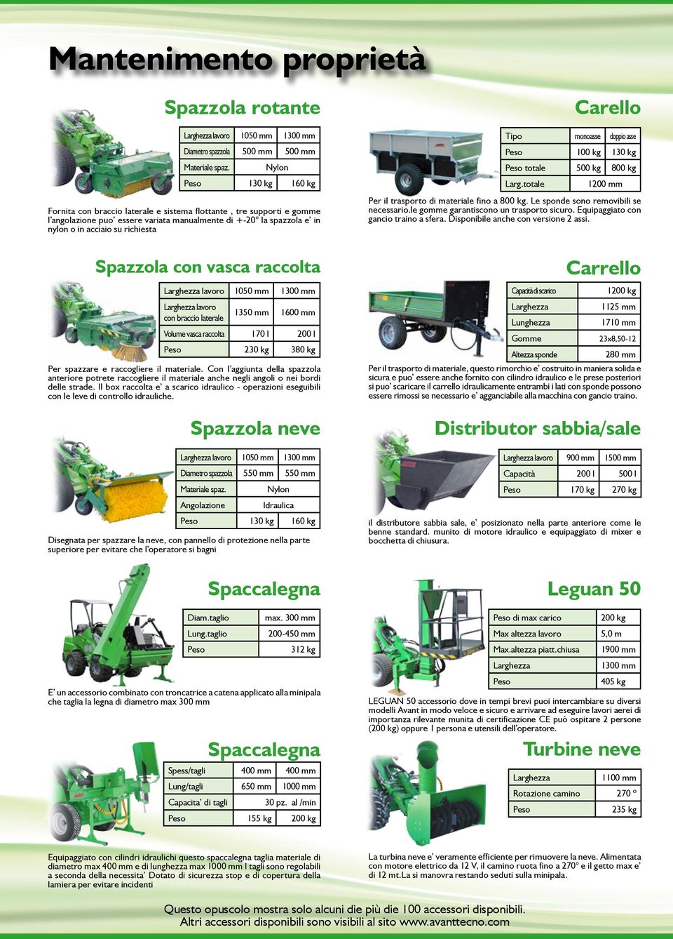 Spazzola con vasca raccolta lavoro 1050 mm 1300 mm lavoro con braccio laterale 1350 mm 1600 mm Volume vasca raccolta 170 l 200 l 230 kg 380 kg Per spazzare e raccogliere il materiale.