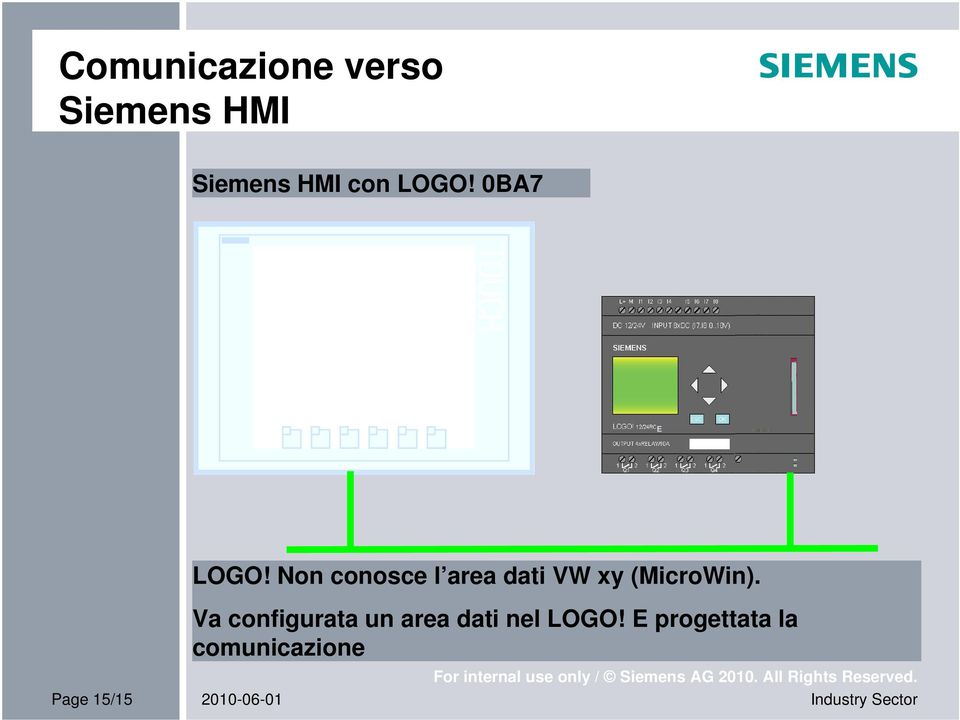 Non conosce l area dati VW xy (MicroWin).