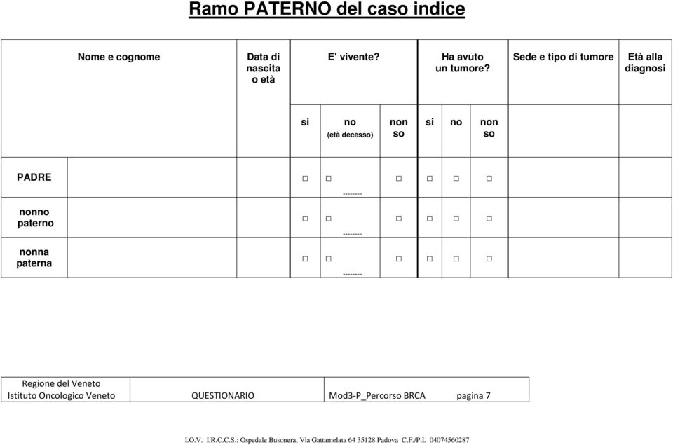 Istituto Oncologico Veneto QUESTIONARIO Mod3-P_Percor BRCA pagina