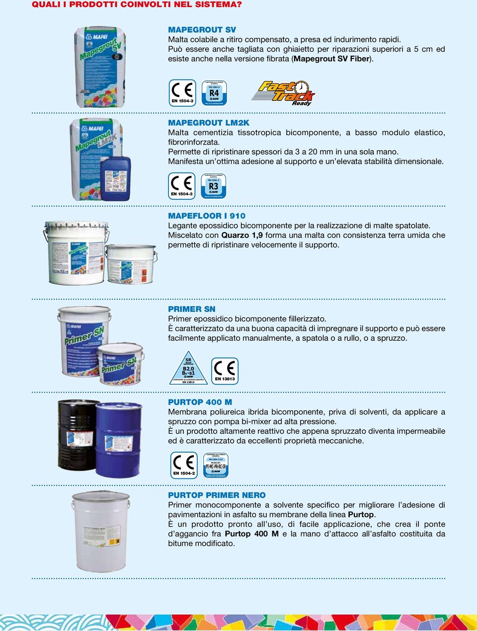 CONFORME ALLA NORMA EUROPEA R4 MALTA DA RIPARAZIONE MAPEGROUT LM2K Malta cementizia tissotropica bicomponente, a basso modulo elastico, fibrorinforzata.
