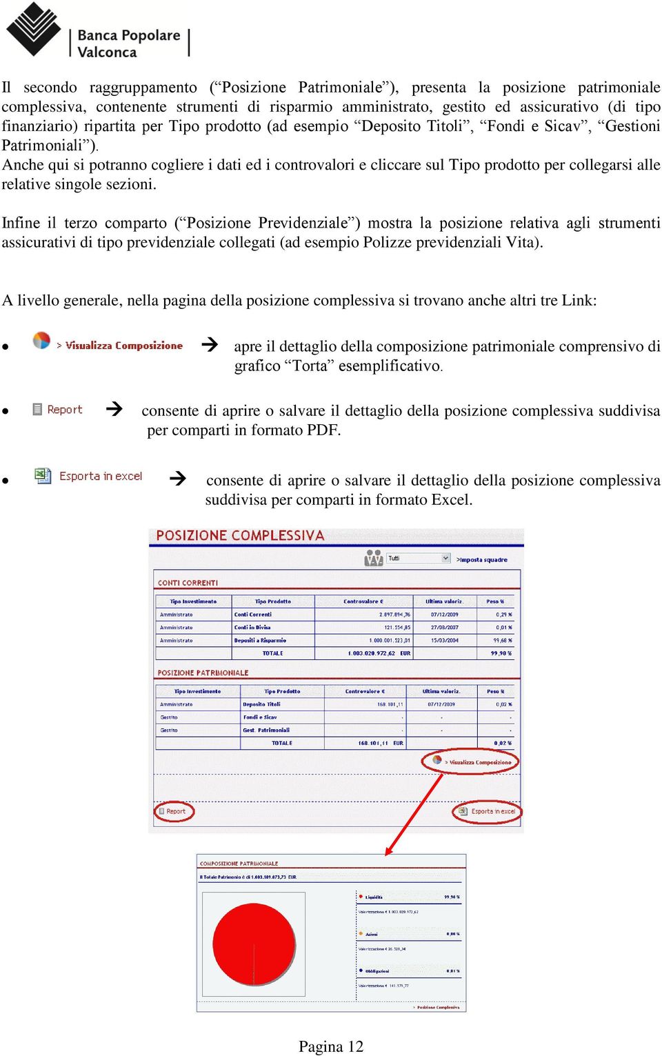 Anche qui si potranno cogliere i dati ed i controvalori e cliccare sul Tipo prodotto per collegarsi alle relative singole sezioni.