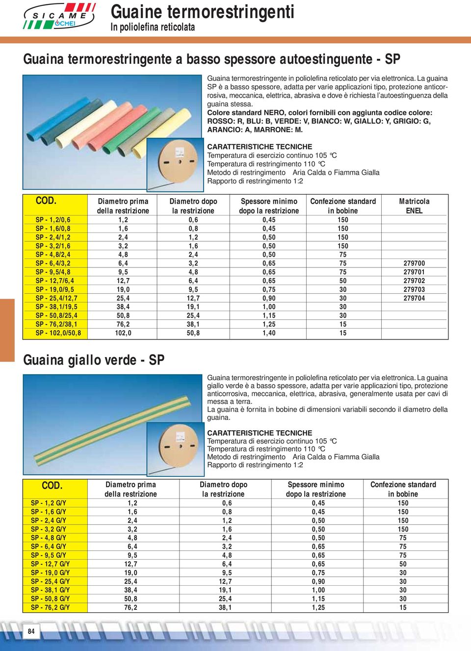 Colore standard NERO, colori fornibili con aggiunta codice colore: ROSSO: R, BLU: B, VERDE: V, BIANCO: W, GIALLO: Y, GRIGIO: G, ARANCIO: A, MARRONE: M.