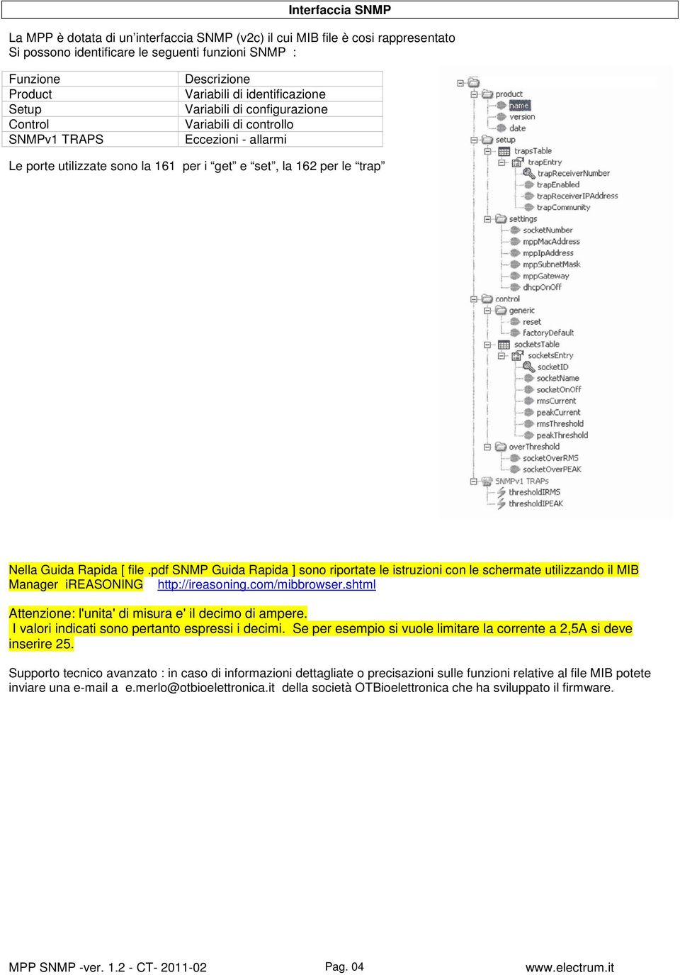 [ file.pdf SNMP Guida Rapida ] sono riportate le istruzioni con le schermate utilizzando il MIB Manager ireasoning http://ireasoning.com/mibbrowser.