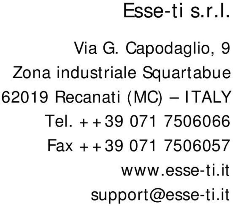 62019 Recanati (MC) ITALY Tel.