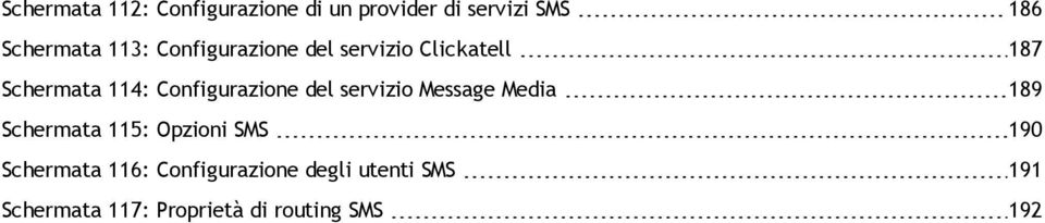 Configurazione del servizio Message Media 189 Schermata 115: Opzioni SMS 190