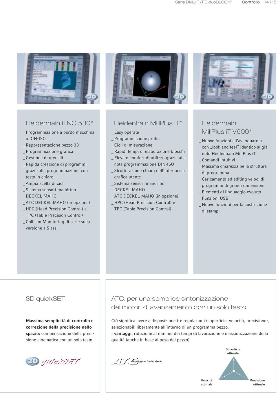 TPC (Table Precision Control) _ CollisionMonitoring di serie sulla versione a 5 assi Heidenhain MillPlus it* _ Easy operate _ Programmazione profili _ Cicli di misurazione _ Rapidi tempi di