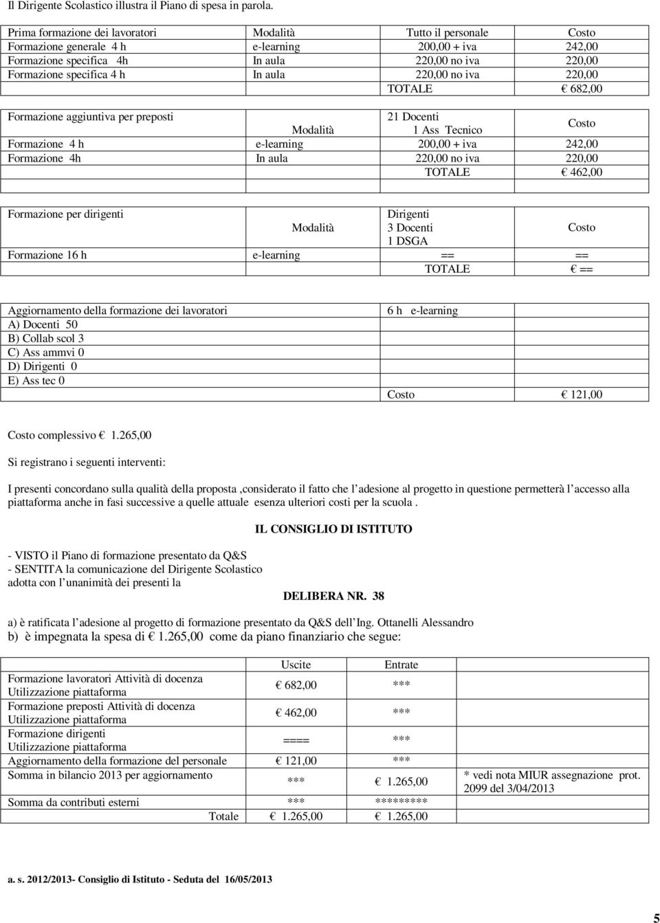 In aula 220,00 no iva 220,00 TOTALE 682,00 Formazione aggiuntiva per preposti 21 Docenti Modalità 1 Ass Tecnico Costo Formazione 4 h e-learning 200,00 + iva 242,00 Formazione 4h In aula 220,00 no iva