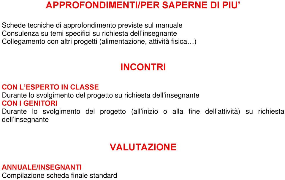 Durante lo svolgimento del progetto su richiesta dell insegnante CON I GENITORI Durante lo svolgimento del progetto (all