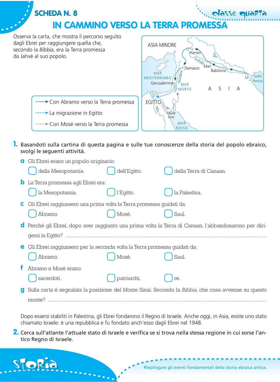 Con Mosè verso la Terra promessa Monte Sinai MAR ROSSO 1. Basandoti sulla cartina di questa pagina e sulle tue conoscenze della del popolo ebraico, svolgi le seguenti attività.