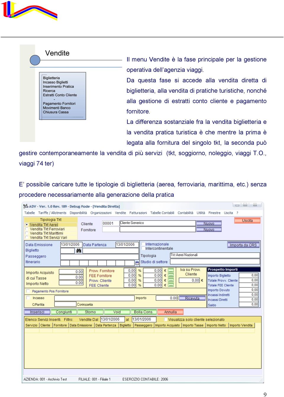 La differenza sostanziale fra la vendita biglietteria e la vendita pratica turistica è che mentre la prima è legata alla fornitura del singolo tkt, la seconda può gestire