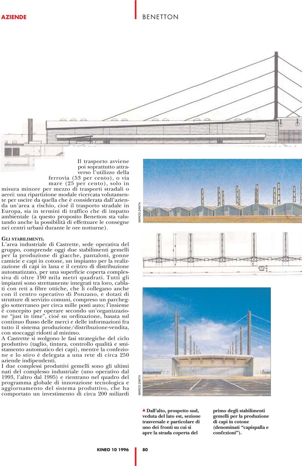 ambientale (a questo proposito Benetton sta valutando anche la possibilità di effettuare le consegne nei centri urbani durante le ore notturne). GLI STABILIMENTI.