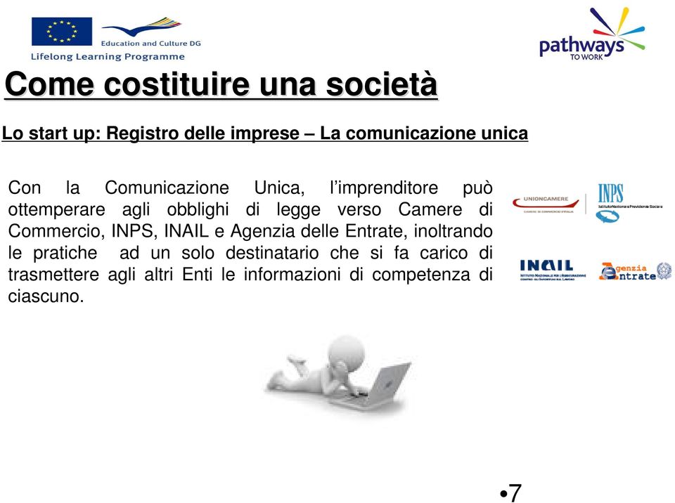 Commercio, INPS, INAIL e Agenzia delle Entrate, inoltrando le pratiche ad un solo