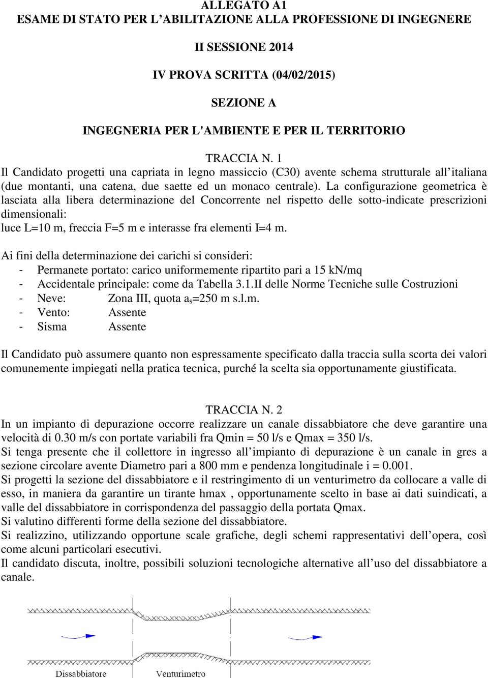 La configurazione geometrica è lasciata alla libera determinazione del Concorrente nel rispetto delle sotto-indicate prescrizioni dimensionali: luce L=10 m, freccia F=5 m e interasse fra elementi I=4