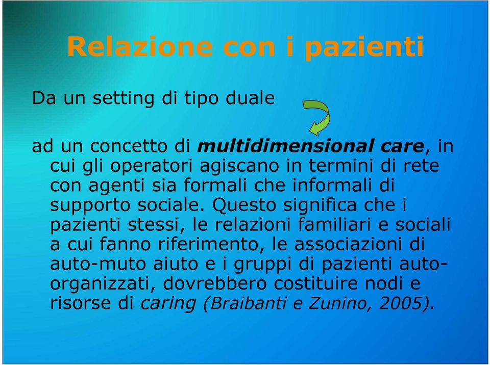 Questo significa che i pazienti stessi, le relazioni familiari e sociali a cui fanno riferimento, le