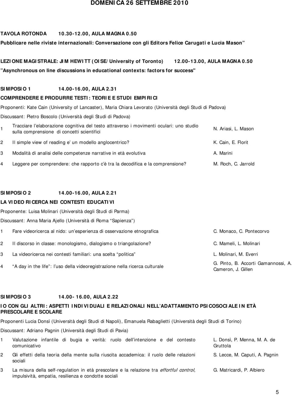 50 Asynchronous on line discussions in educational contexts: factors for success" SIMPOSIO.00-6.00, AULA.