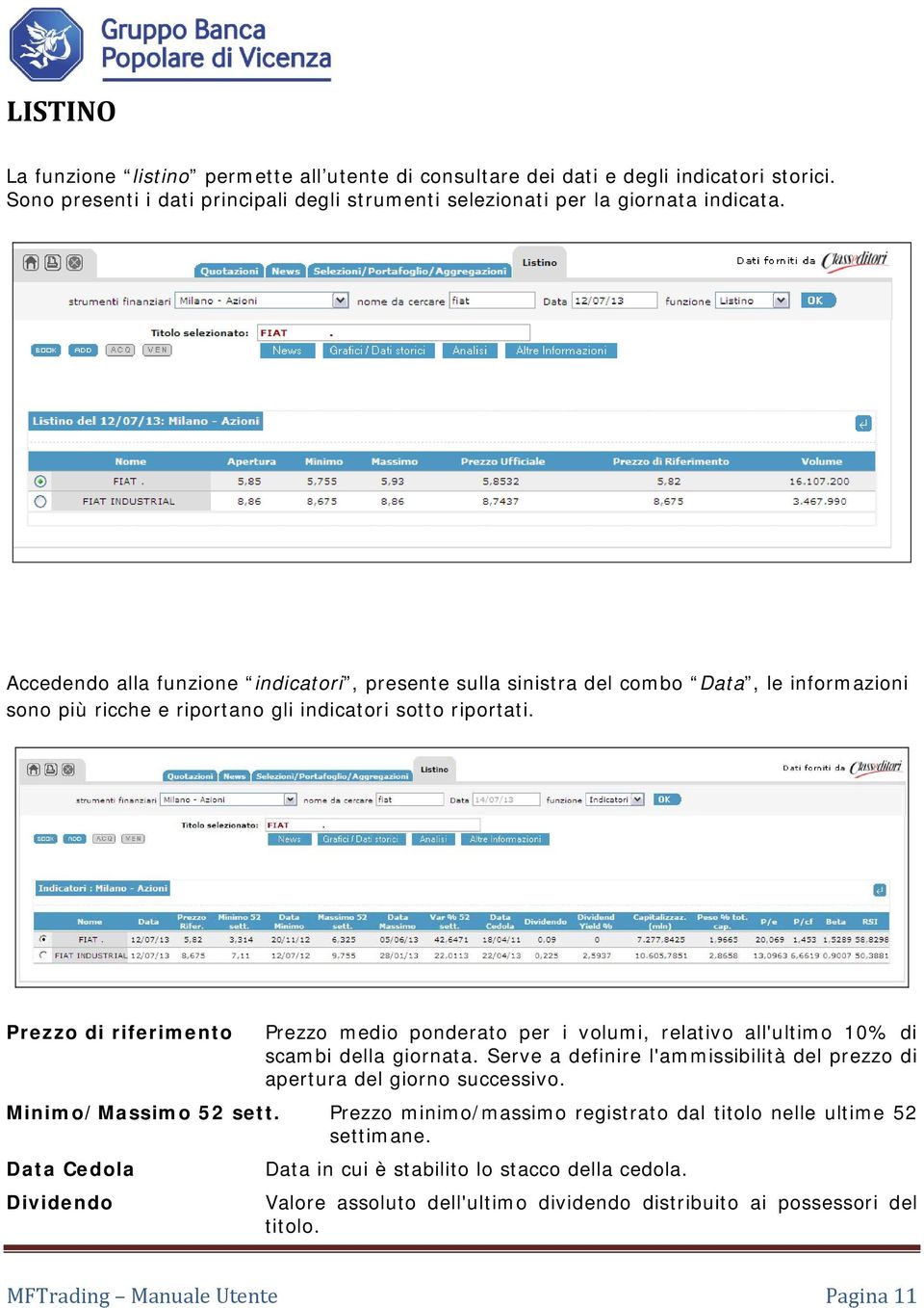 Prezzo di riferimento Prezzo medio ponderato per i volumi, relativo all'ultimo 10% di scambi della giornata. Serve a definire l'ammissibilità del prezzo di apertura del giorno successivo.