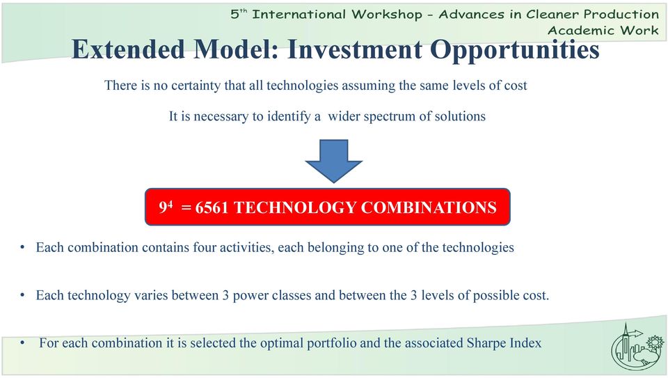 four activities, each belonging to one of the technologies Each technology varies between 3 power classes and between