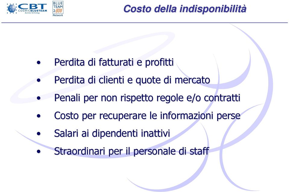 regole e/o contratti Costo per recuperare le informazioni perse