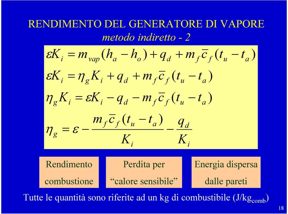 ) ( ) ( ) ( ε η ε η η ε ε utte le quantità sono rierite ad un kg di ombustibile (J/kg