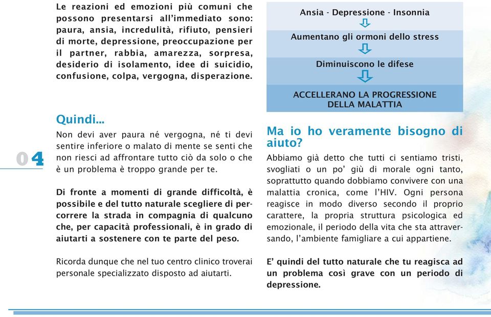 .. Non devi aver paura né vergogna, né ti devi sentire inferiore o malato di mente se senti che non riesci ad affrontare tutto ciò da solo o che è un problema è troppo grande per te.