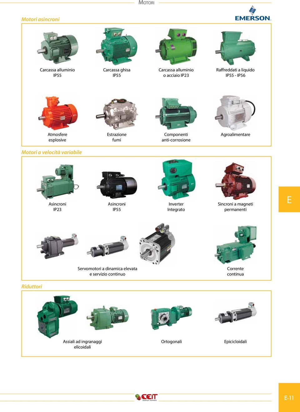 Motori a velocità variabile Asincroni IP23 Asincroni IP55 Inverter Integrato Sincroni a magneti permanenti
