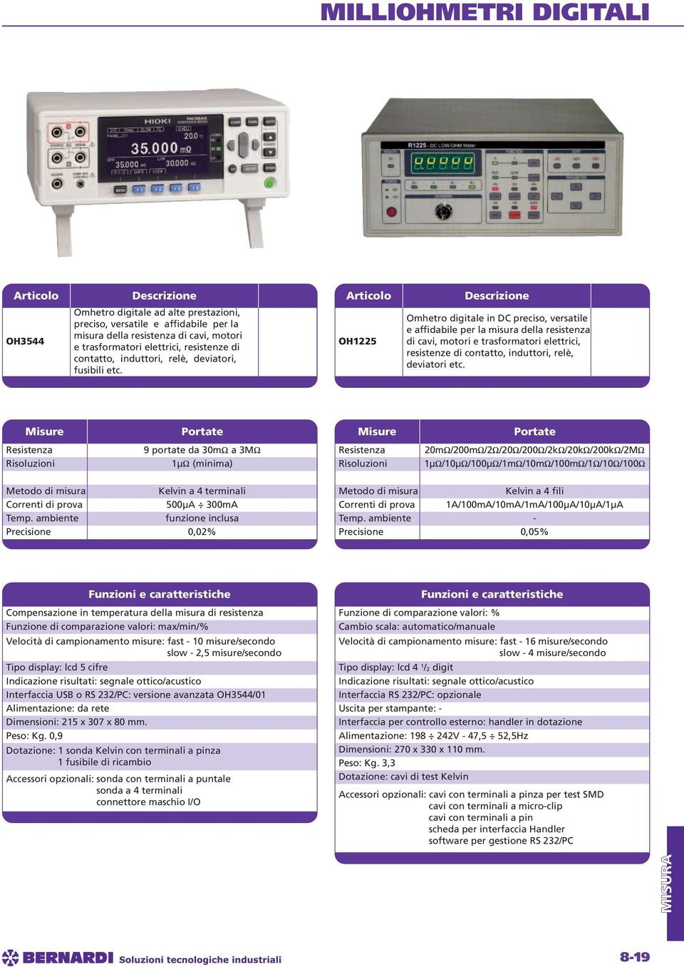 OH1225 Omhetro digitale in DC preciso, versatile e affidabile per la misura della resistenza di cavi, motori e trasformatori elettrici, resistenze di contatto, induttori, relè, deviatori etc.