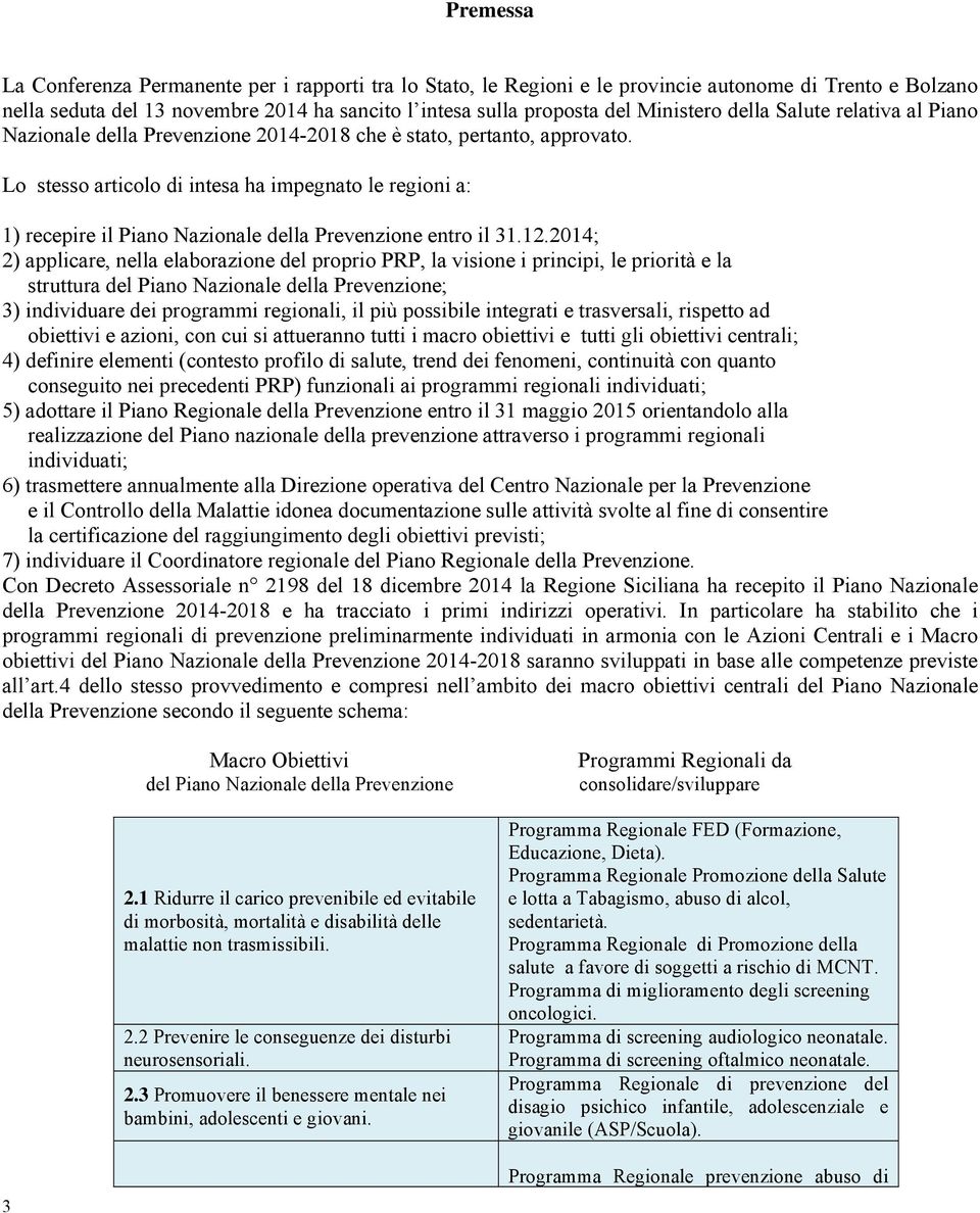 Lo stesso articolo di intesa ha impegnato le regioni a: 1) recepire il Piano Nazionale della Prevenzione entro il 31.12.