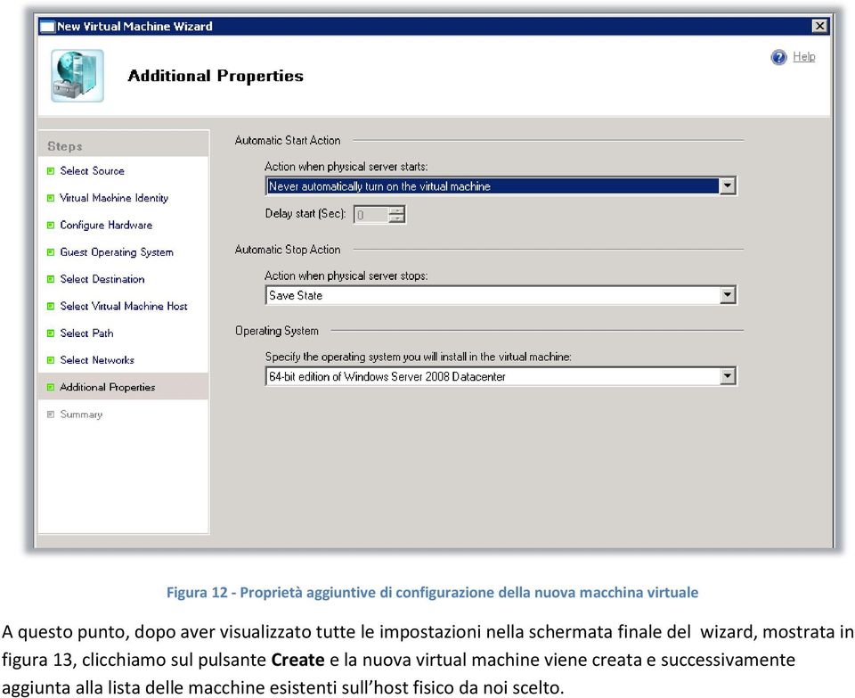 mostrata in figura 13, clicchiamo sul pulsante Create e la nuova virtual machine viene