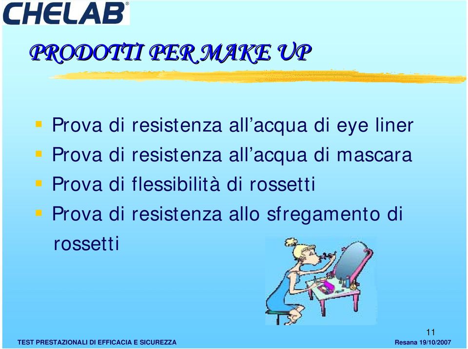 acqua di mascara Prova di flessibilità di