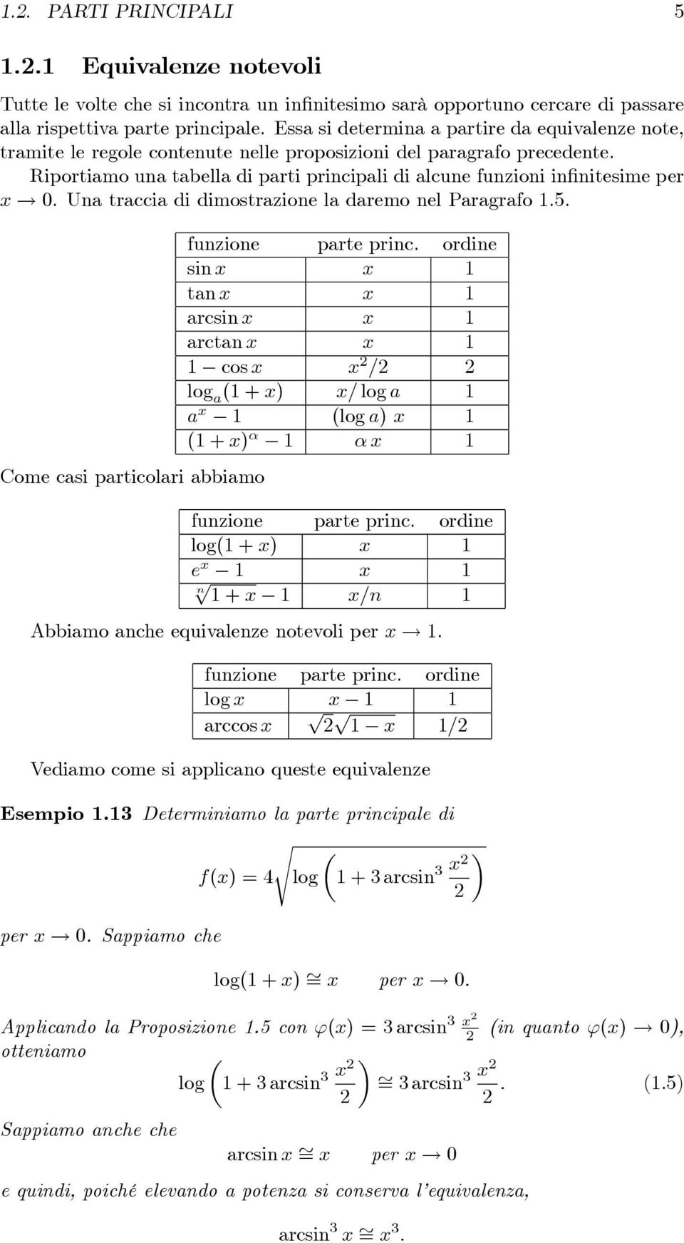 Una traccia di dimostrazione la daremo nel Paragrafo 1.5. Come casi articolari abbiamo funzione arte rinc.