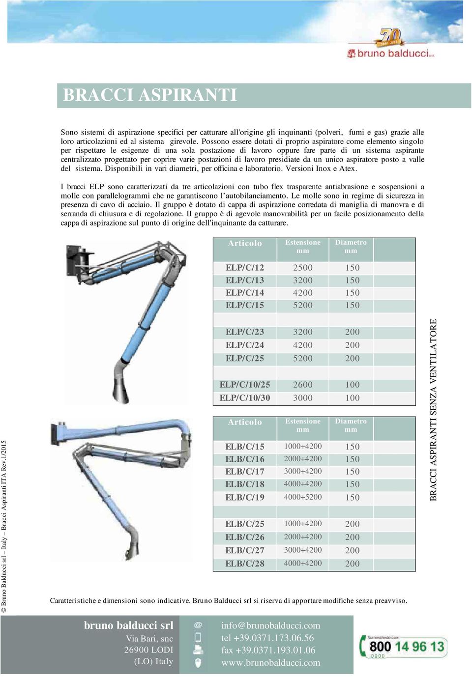 coprire varie postazioni di lavoro presidiate da un unico aspiratore posto a valle del sistema. Disponibili in vari diametri, per officina e laboratorio. Versioni Inox e Atex.