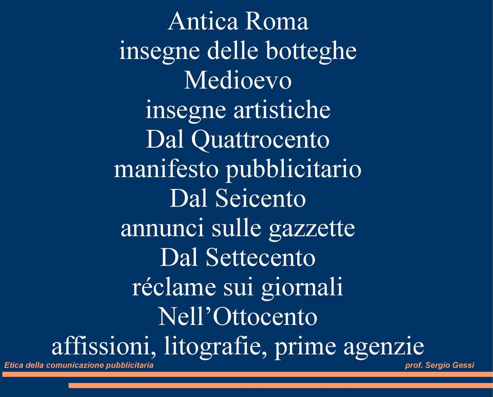 Seicento annunci sulle gazzette Dal Settecento réclame