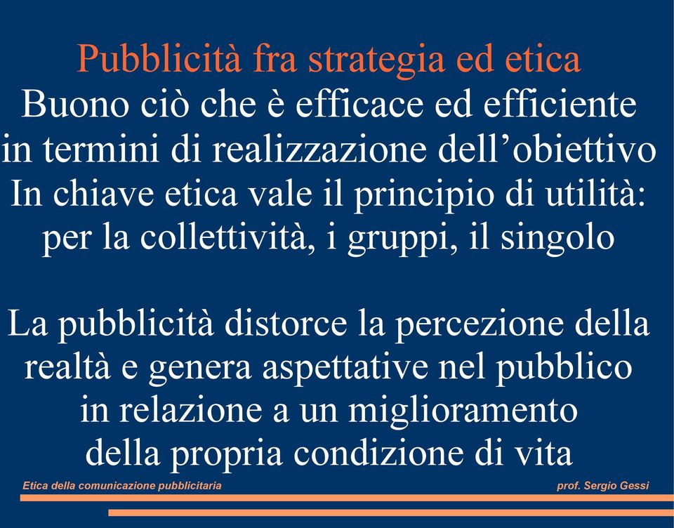 collettività, i gruppi, il singolo La pubblicità distorce la percezione della realtà e