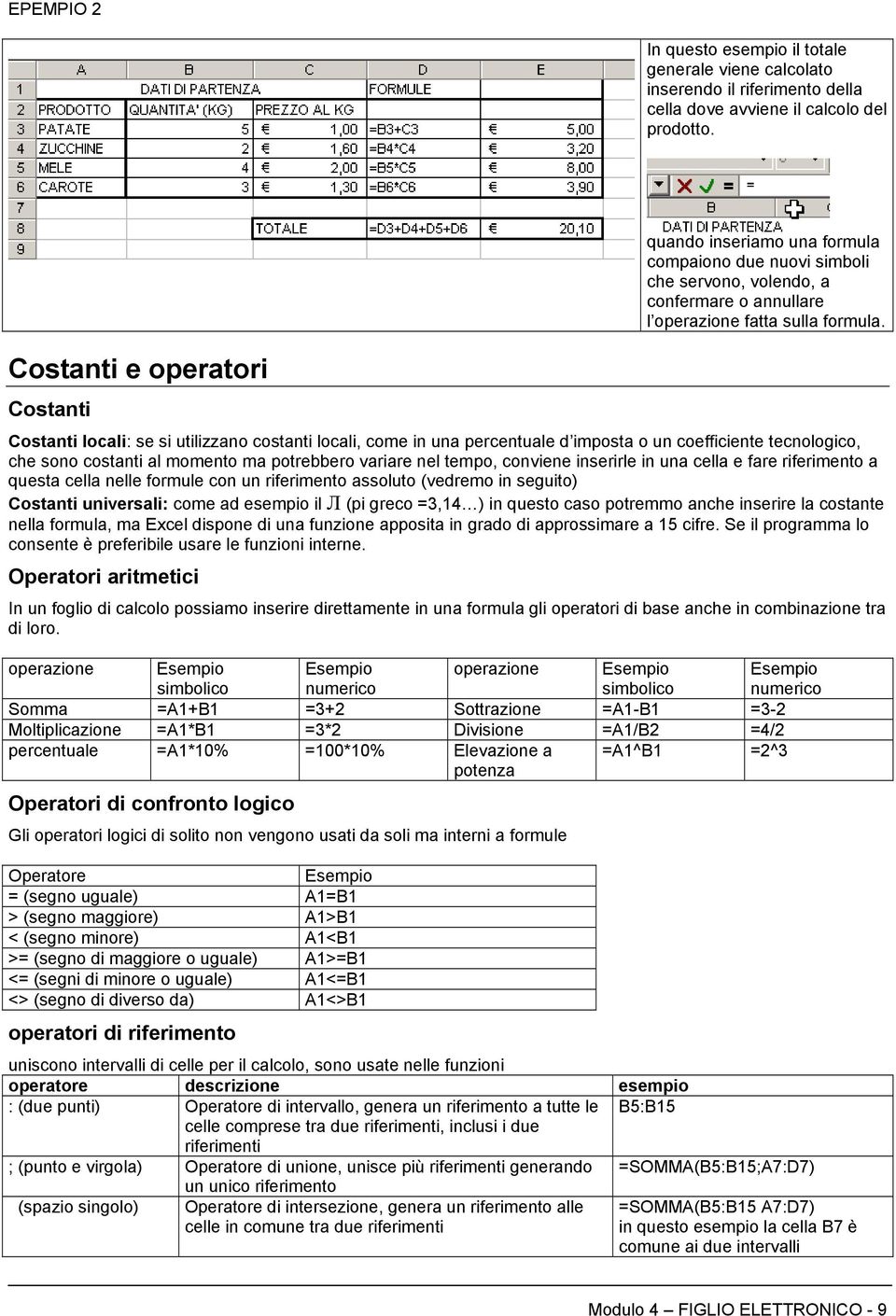 Costanti locali: se si utilizzano costanti locali, come in una percentuale d imposta o un coefficiente tecnologico, che sono costanti al momento ma potrebbero variare nel tempo, conviene inserirle in