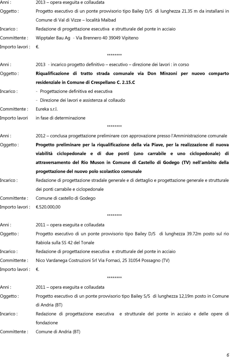 Riqualificazione di tratto strada comunale via Don Minzoni per nuovo comparto residenziale in Comune di Crespellano C. 2.15.