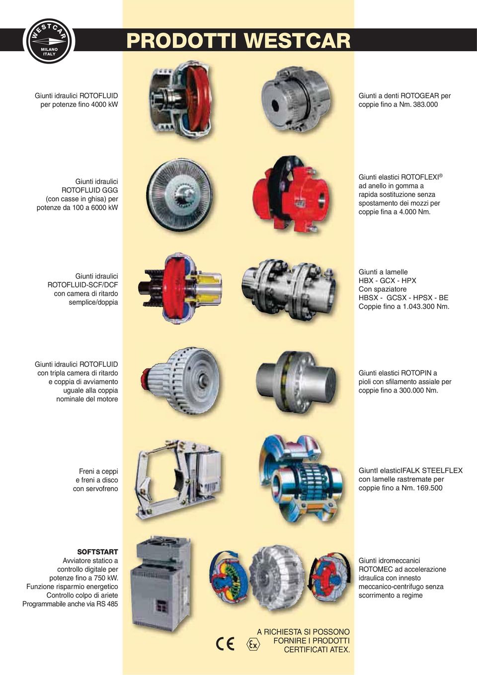 Giunti idraulici ROTOFLUIDSCF/DCF con camera di ritardo semplice/doppia Giunti a lamelle HX GCX HPX Con spaziatore HSX GCSX HPSX E Coppie fino a 1.43.3 Nm.