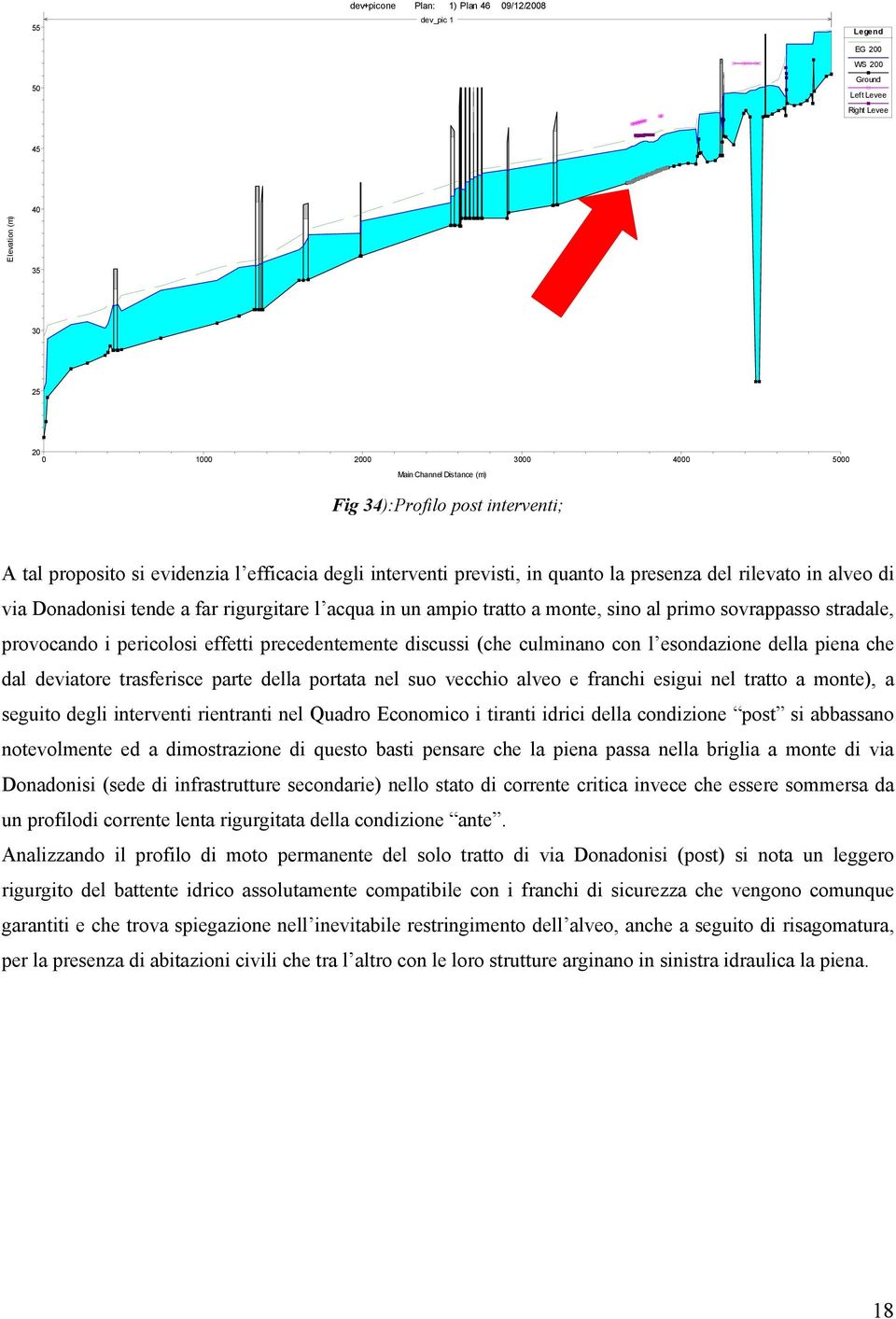 monte, sino al primo sovrappasso stradale, provocando i pericolosi effetti precedentemente discussi (che culminano con l esondazione della piena che dal deviatore trasferisce parte della portata nel