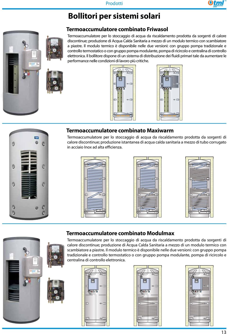 Il modulo termico è disponibile nelle due versioni: con gruppo pompa tradizionale e controllo termostatico o con gruppo pompa modulante, pompa di ricircolo e centralina di controllo elettronica.