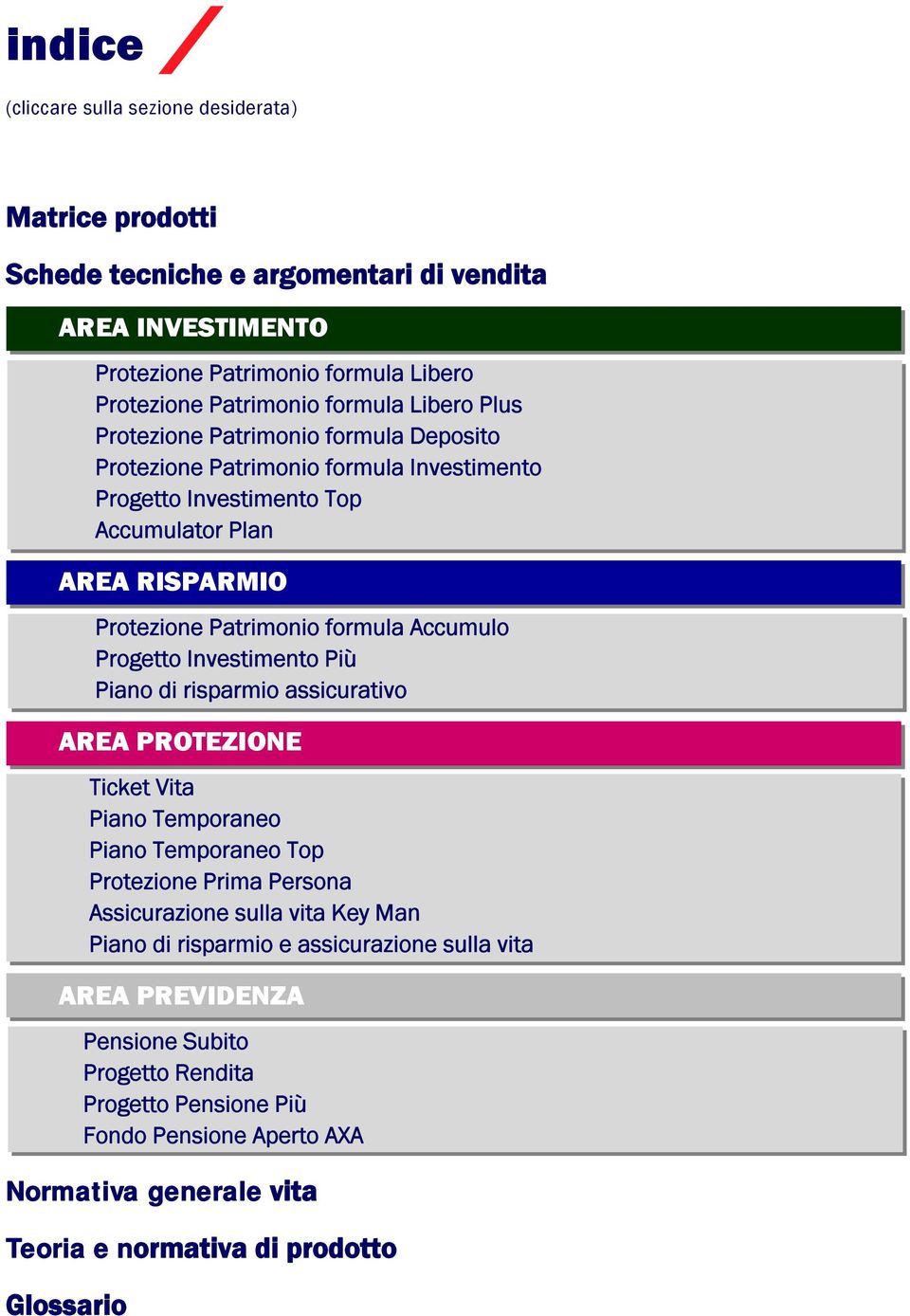 Progetto Investimento Più Piano di risparmio assicurativo AREA PROTEZIONE Ticket Vita Piano Temporaneo Piano Temporaneo Top Protezione Prima Persona Assicurazione sulla vita Key Man Piano di