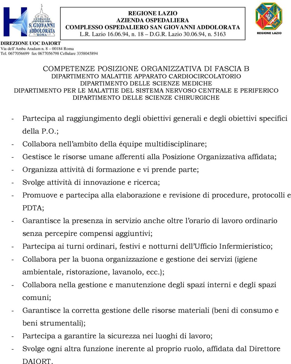 SCIENZE MEDICHE DIPARTIMENTO PER LE MALATTIE DEL SISTEMA