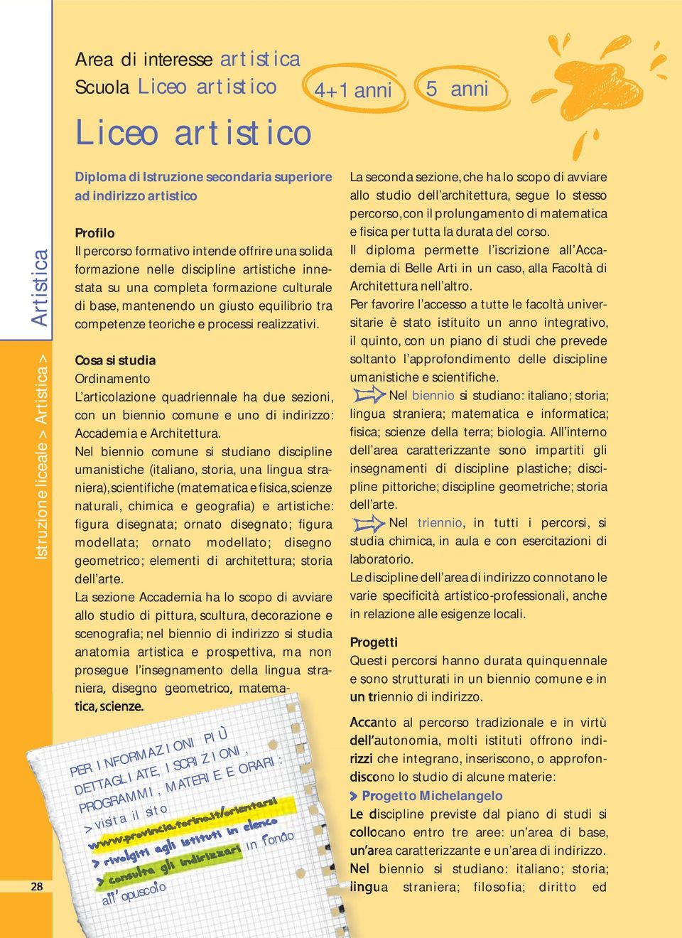 e processi realizzativi. Ordinamento L articolazione quadriennale ha due sezioni, con un biennio comune e uno di indirizzo: Accademia e Architettura.