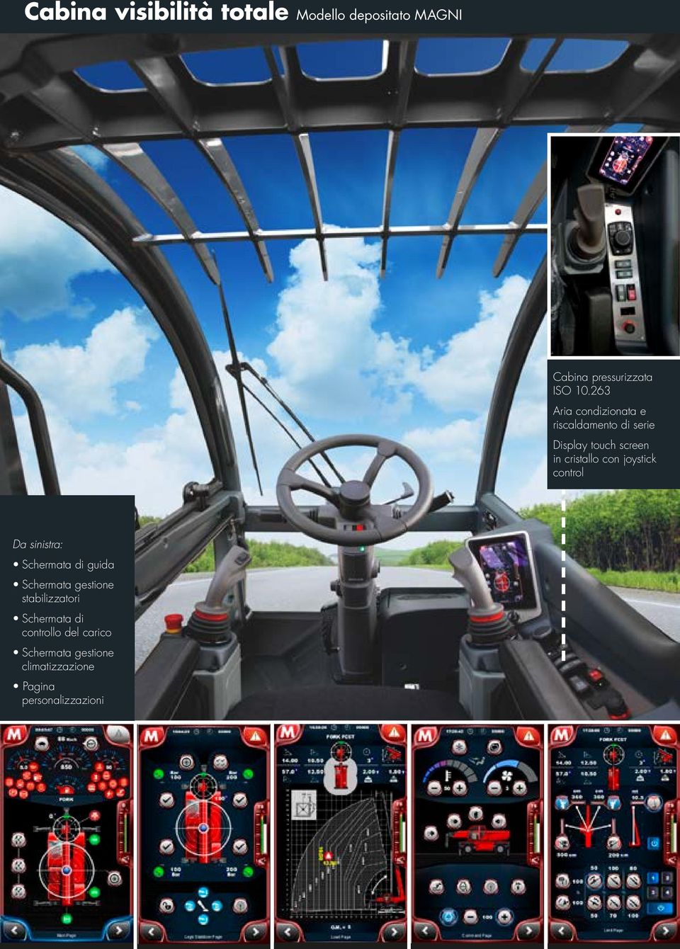 joystick control Da sinistra: Schermata di guida Schermata gestione stabilizzatori